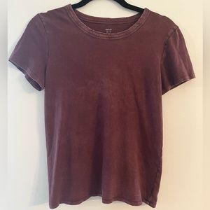 Aerie XS Burgundy Distressed Tee Shirt
